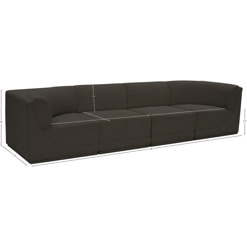  Meridian Ollie 128" Brown Boucle Fabric Upholstered 4 pc Modular Sofa IMAGE 12