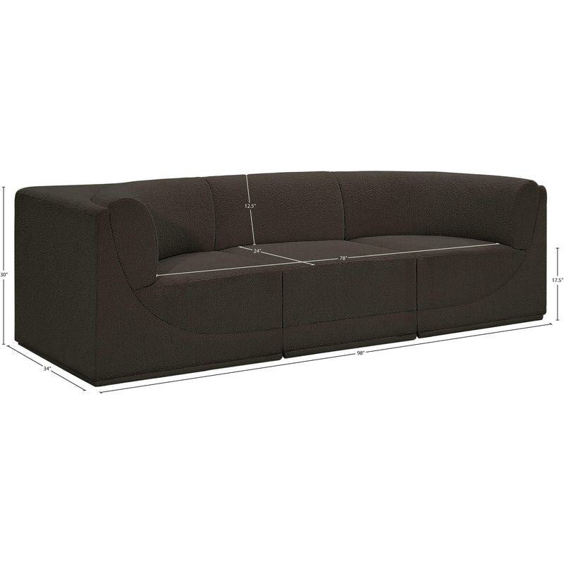  Meridian Ollie 98" Brown Boucle Fabric Upholstered 3 pc Modular Sofa IMAGE 12