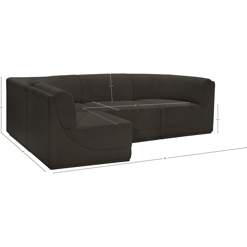  Meridian Ollie 98" Brown Boucle Fabric Upholstered 4 pc Modular Sectional IMAGE 7