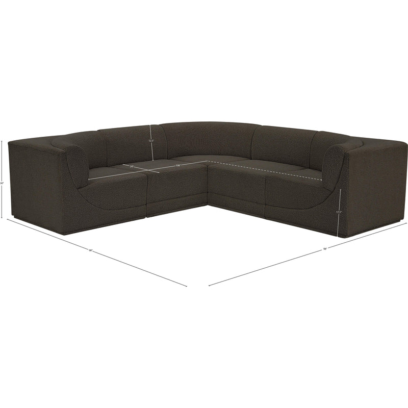  Meridian Ollie 98" Brown Boucle Fabric Upholstered 5 pc Modular Sectional IMAGE 13