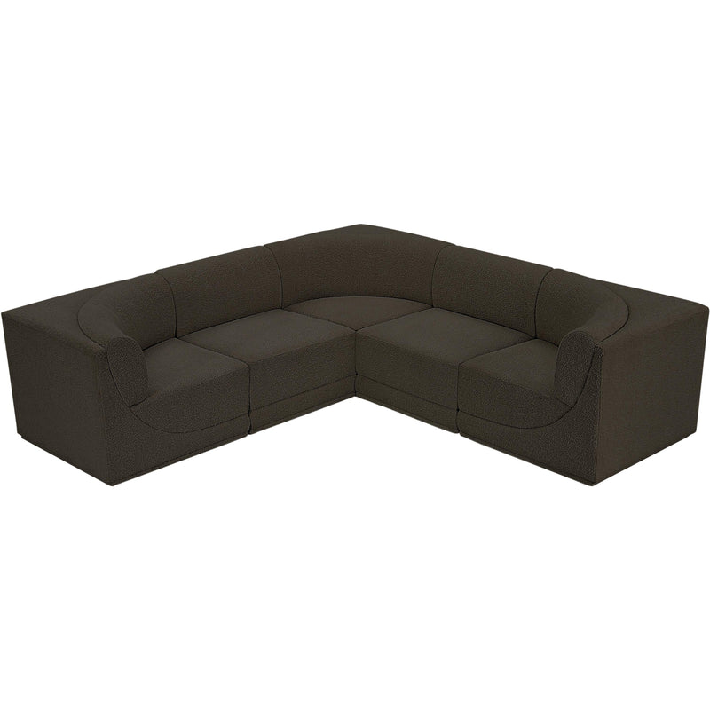 Meridian Ollie Brown Boucle Fabric Modular Sectional IMAGE 5