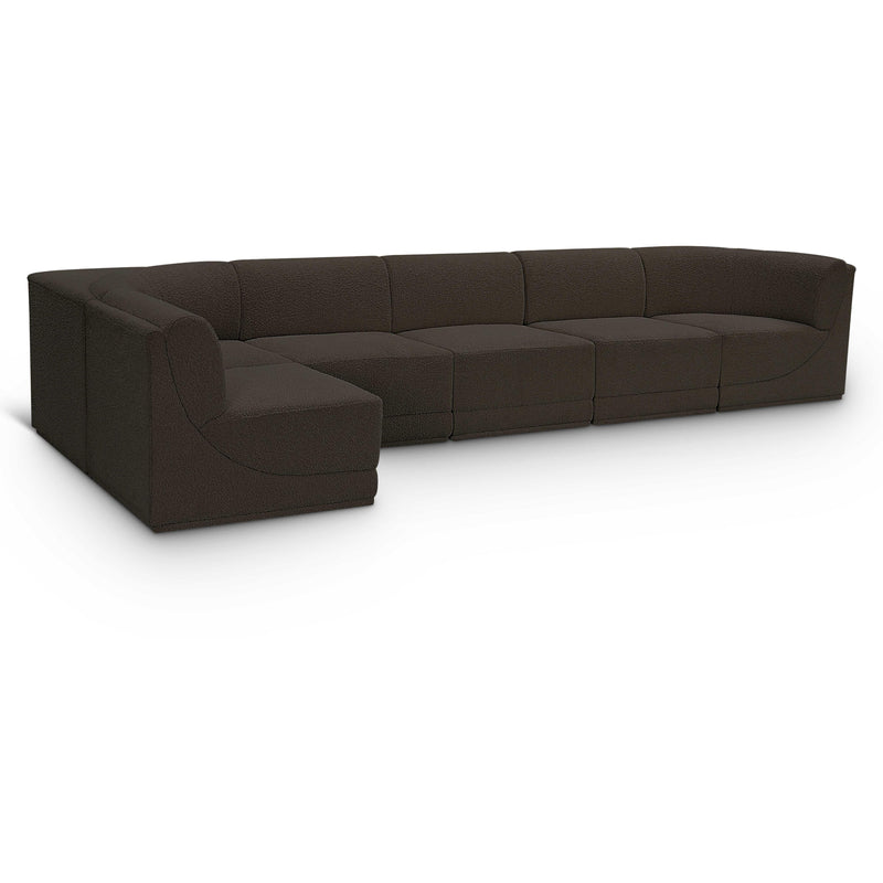 Meridian Ollie Brown Boucle Fabric Modular Sectional IMAGE 1