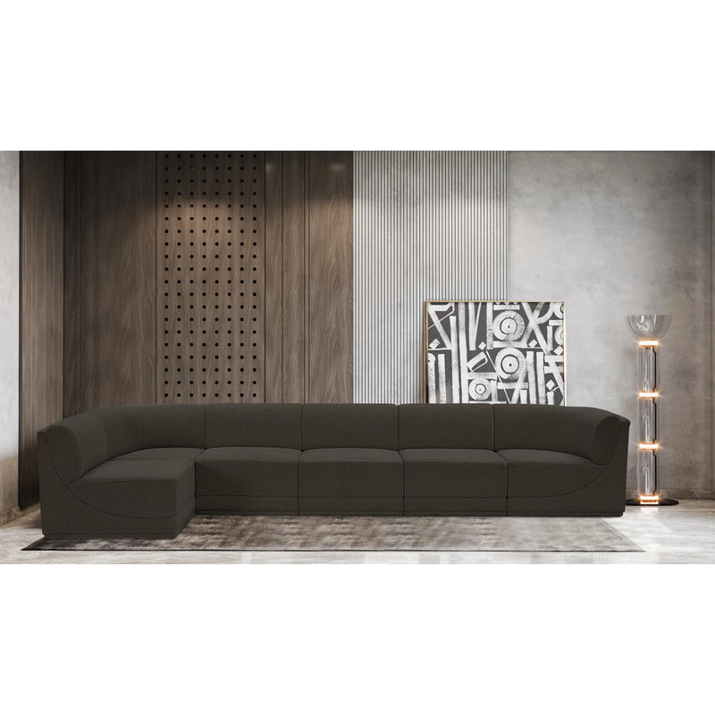 Meridian Ollie Brown Boucle Fabric Modular Sectional IMAGE 2
