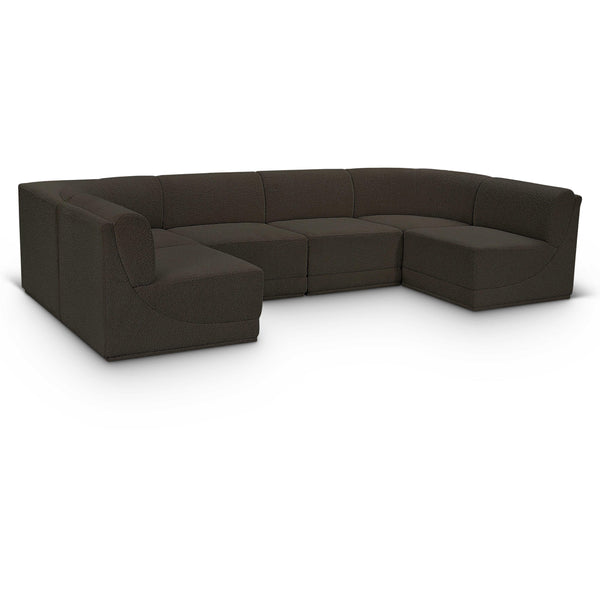 Meridian Ollie Brown Boucle Fabric Modular Sectional IMAGE 1