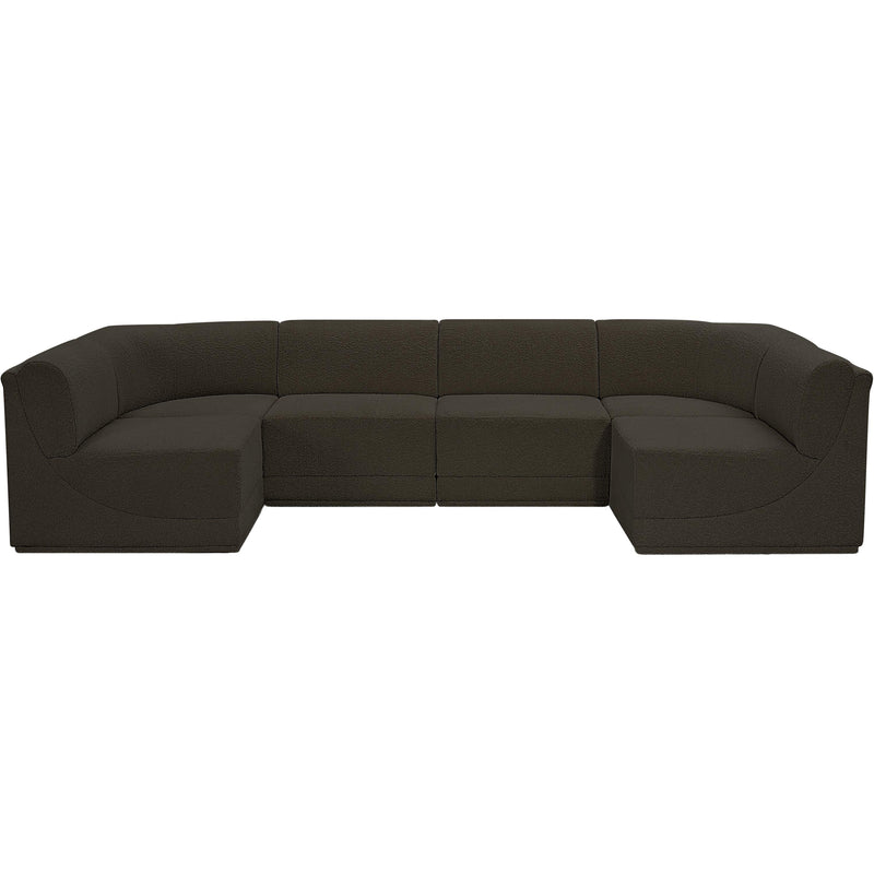 Meridian Ollie Brown Boucle Fabric Modular Sectional IMAGE 4