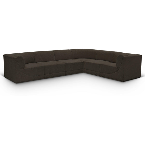 Meridian Ollie Brown Boucle Fabric Modular Sectional IMAGE 1