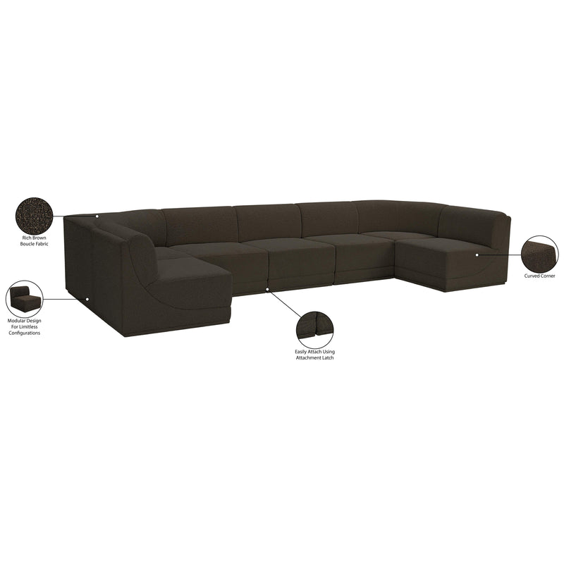 Meridian Ollie Brown Boucle Fabric Modular Sectional IMAGE 14