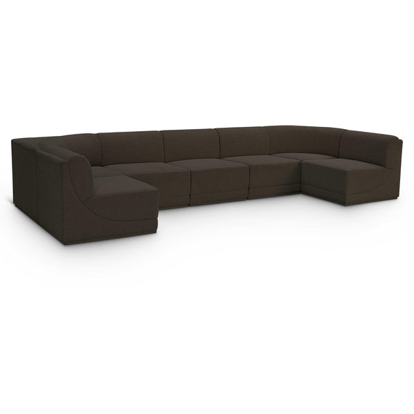 Meridian Ollie Brown Boucle Fabric Modular Sectional IMAGE 1