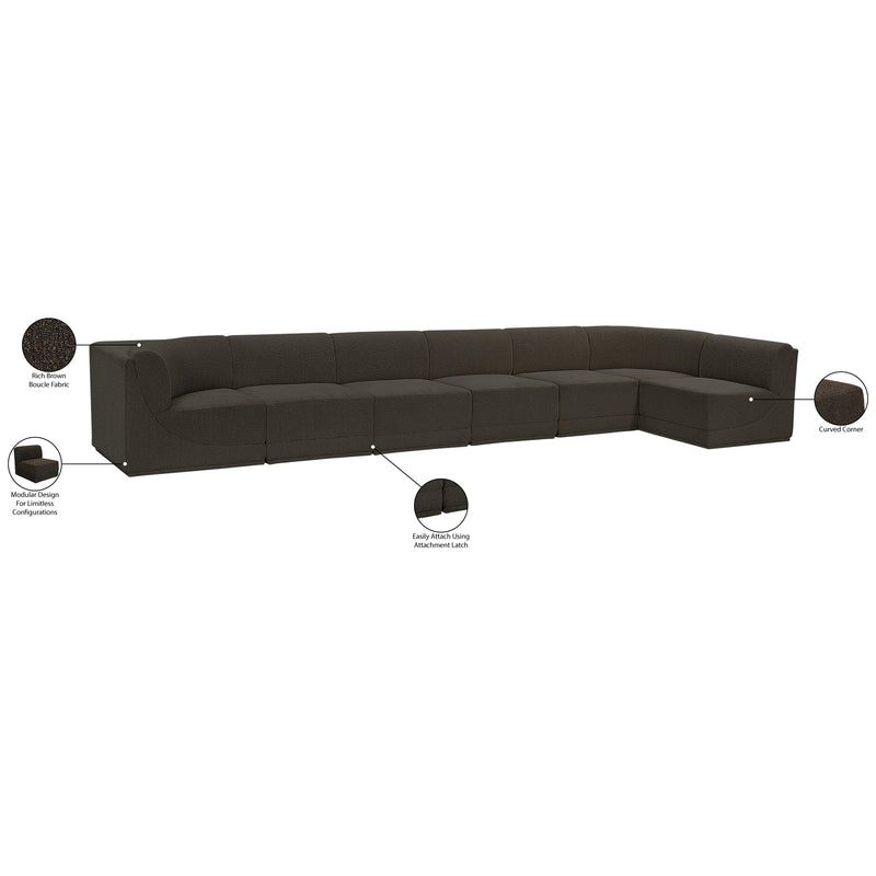 Meridian Ollie Brown Boucle Fabric Modular Sectional IMAGE 16