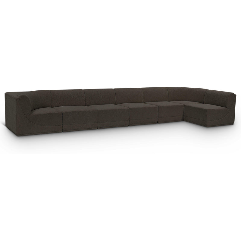 Meridian Ollie Brown Boucle Fabric Modular Sectional IMAGE 1