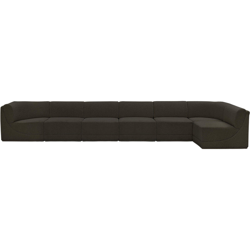 Meridian Ollie Brown Boucle Fabric Modular Sectional IMAGE 5