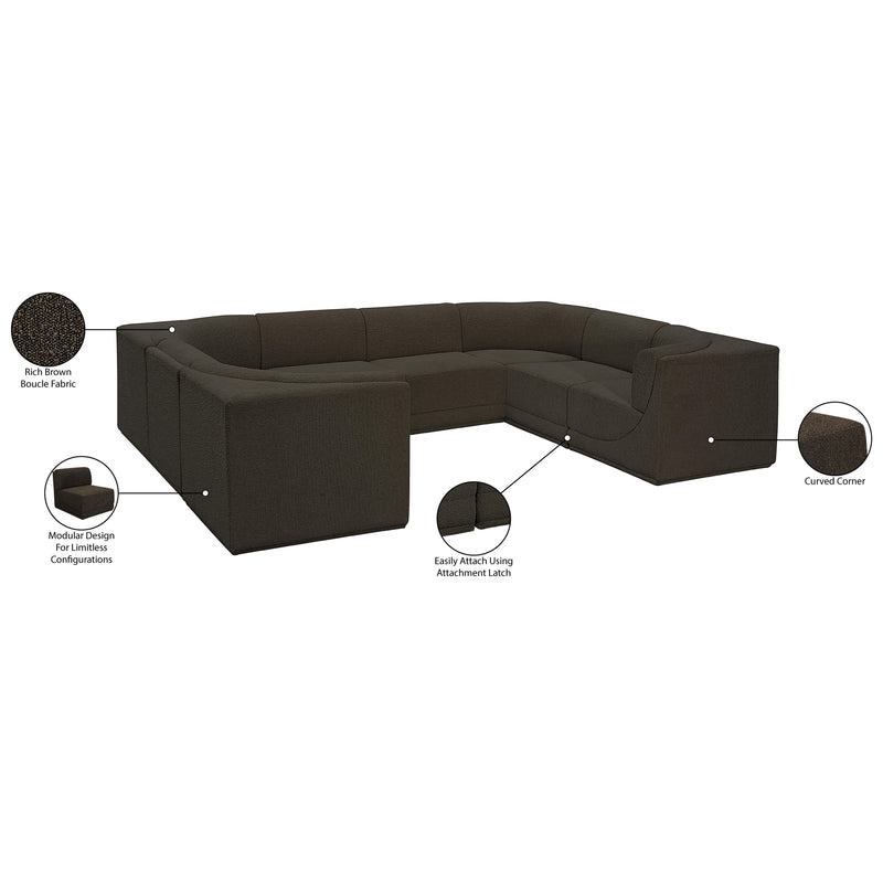 Meridian Ollie Brown Boucle Fabric Modular Sectional IMAGE 15
