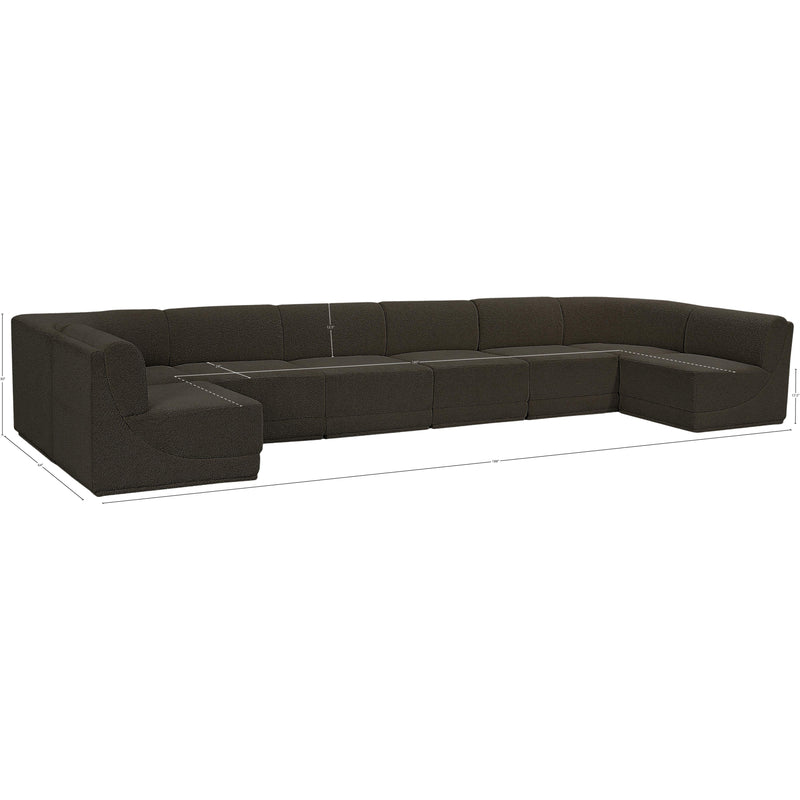 Meridian Ollie Brown Boucle Fabric Modular Sectional IMAGE 12