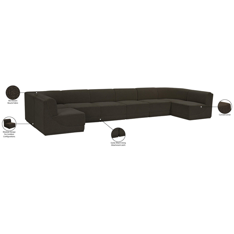 Meridian Ollie Brown Boucle Fabric Modular Sectional IMAGE 13