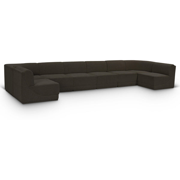 Meridian Ollie Brown Boucle Fabric Modular Sectional IMAGE 1
