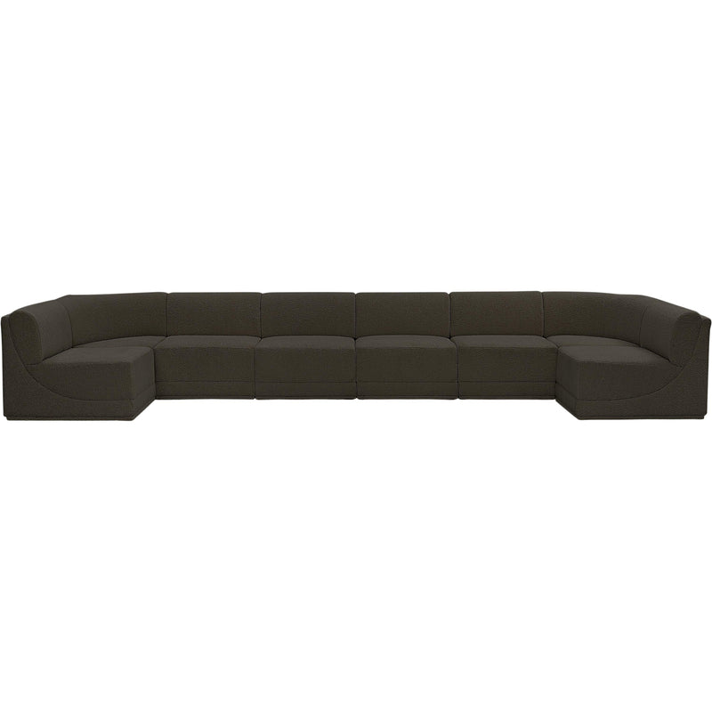 Meridian Ollie Brown Boucle Fabric Modular Sectional IMAGE 4