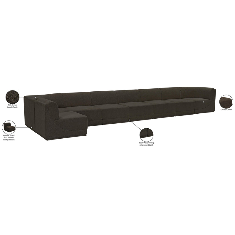 Meridian Ollie Brown Boucle Fabric Modular Sectional IMAGE 15