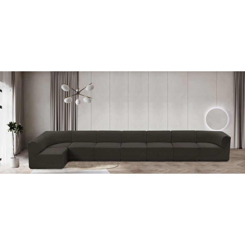 Meridian Ollie Brown Boucle Fabric Modular Sectional IMAGE 2