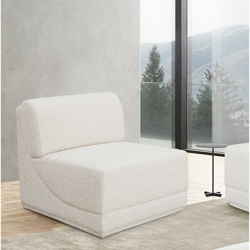 Meridian Ollie Cream Boucle Fabric Armless IMAGE 2