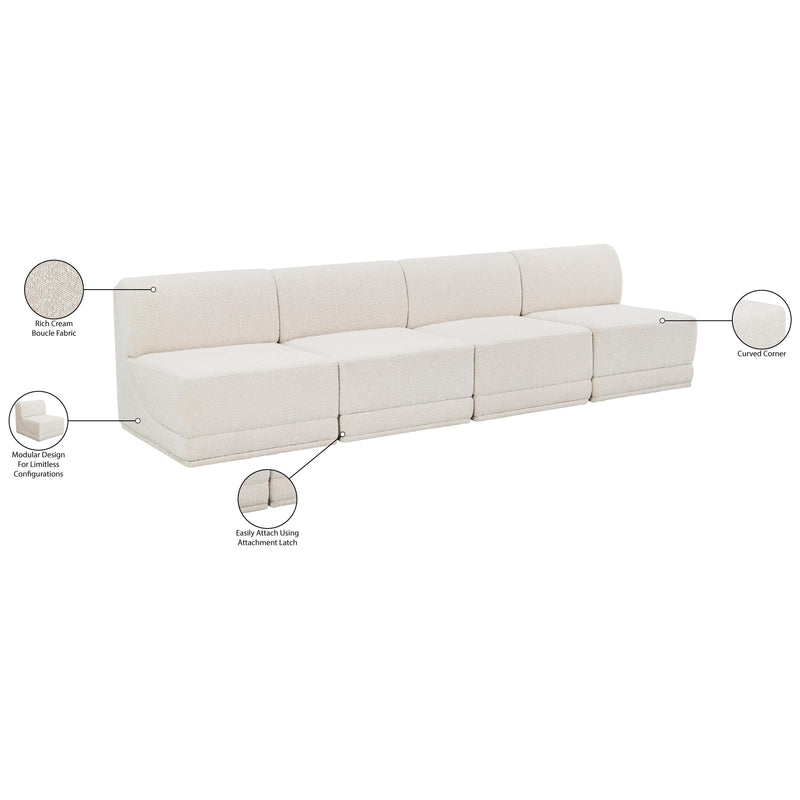 Meridian Ollie Cream Boucle Fabric Modular Sofa IMAGE 9