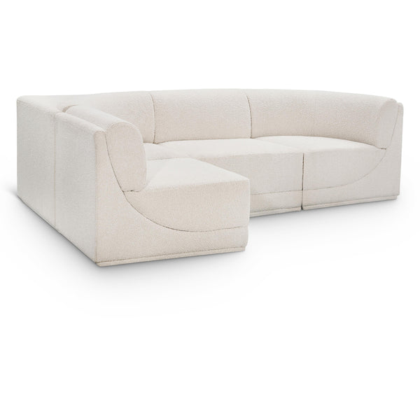 Meridian Ollie Cream Boucle Fabric Modular Sectional IMAGE 1