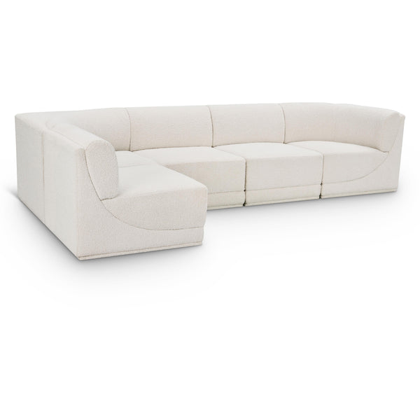 Meridian Ollie Cream Boucle Fabric Modular Sectional IMAGE 1