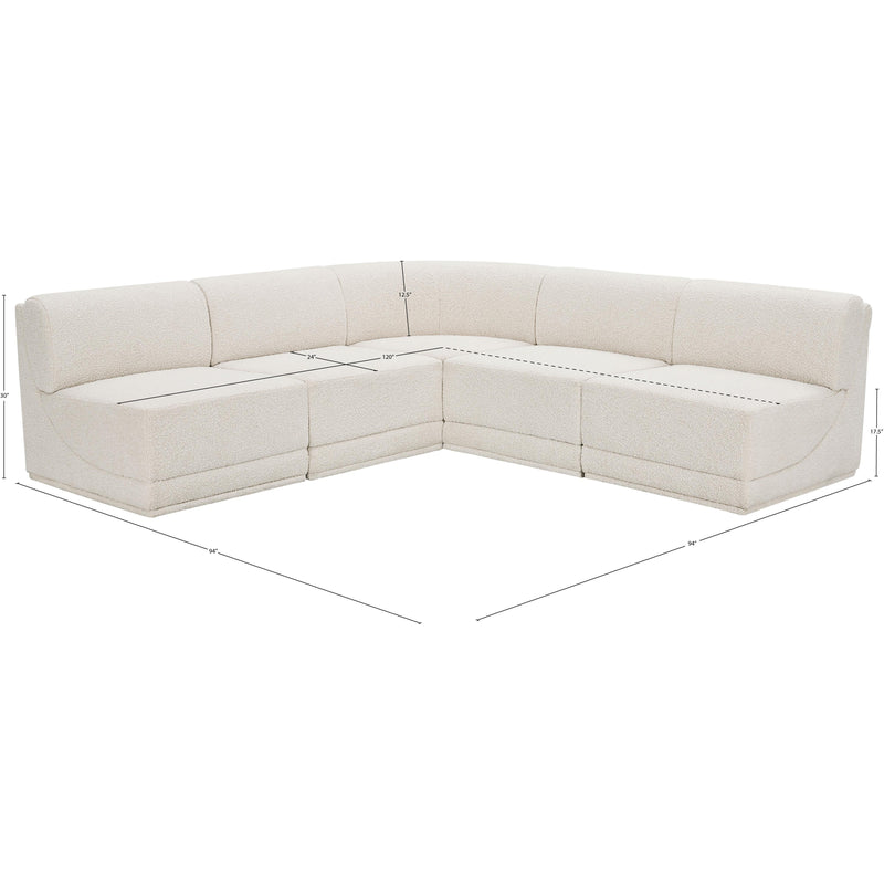 Meridian Ollie Cream Boucle Fabric Modular Sectional IMAGE 10