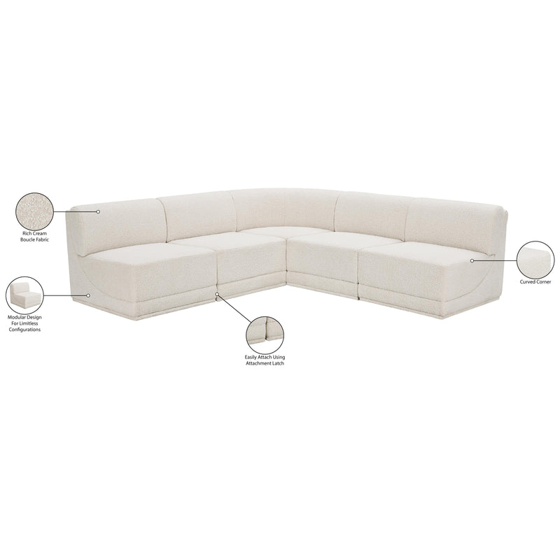 Meridian Ollie Cream Boucle Fabric Modular Sectional IMAGE 11