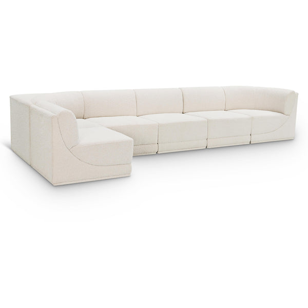 Meridian Ollie Cream Boucle Fabric Modular Sectional IMAGE 1