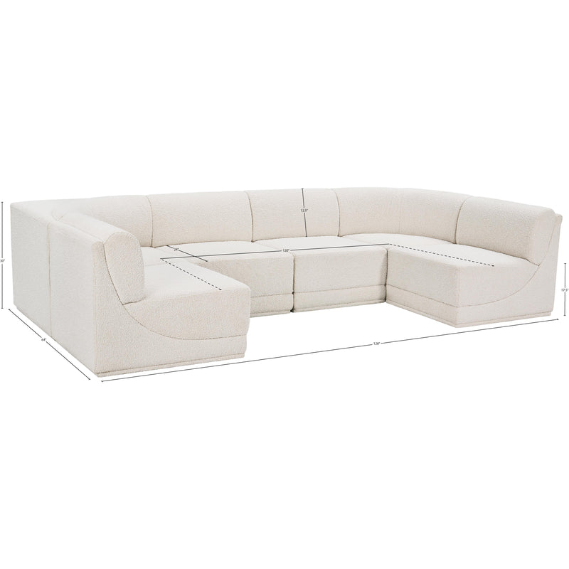 Meridian Ollie Cream Boucle Fabric Modular Sectional IMAGE 12