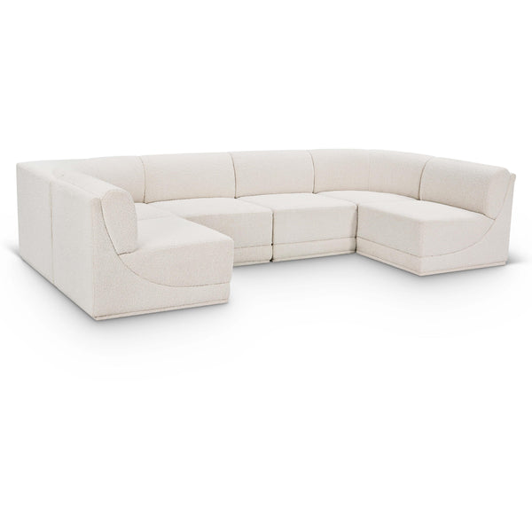 Meridian Ollie Cream Boucle Fabric Modular Sectional IMAGE 1