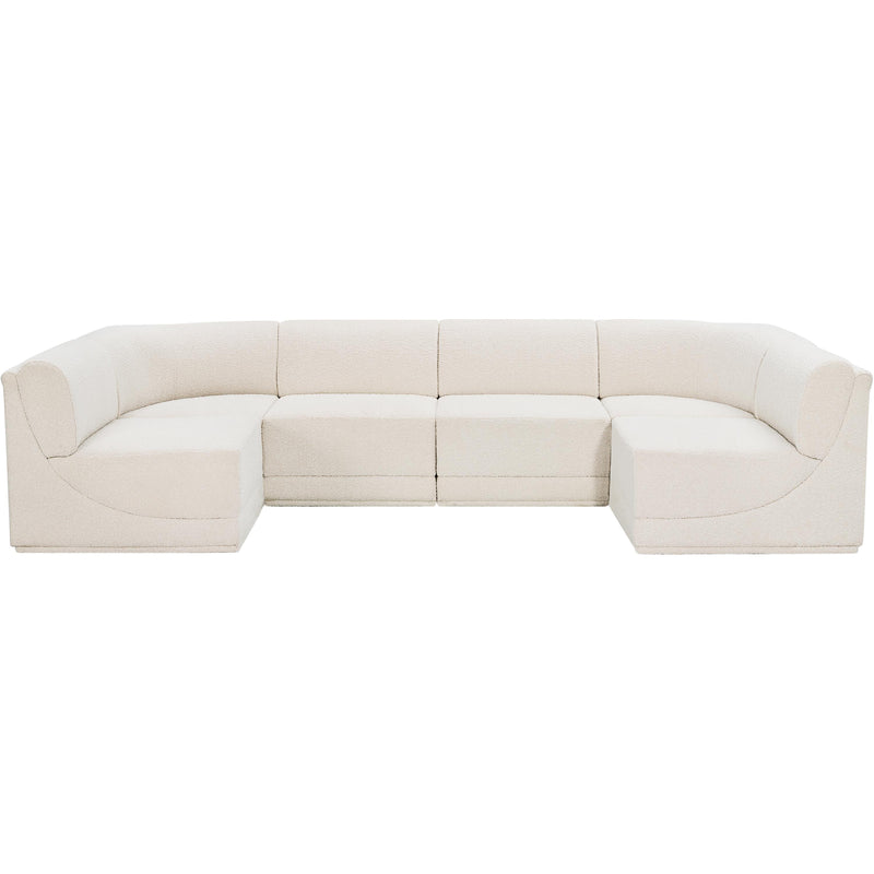 Meridian Ollie Cream Boucle Fabric Modular Sectional IMAGE 4