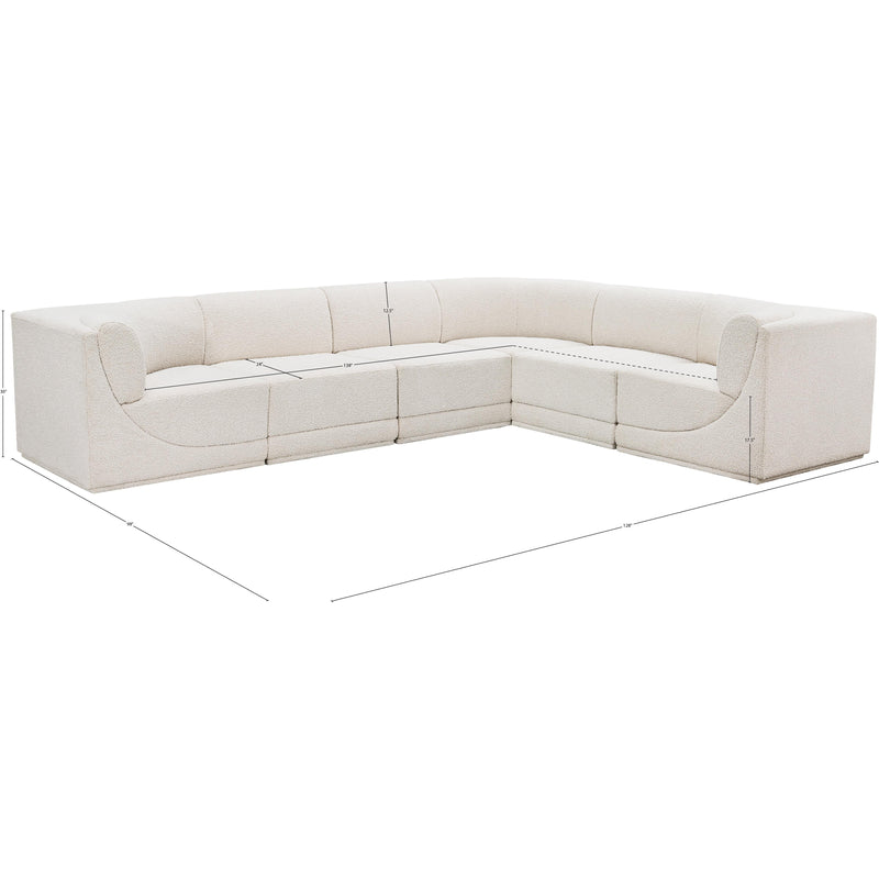 Meridian Ollie Cream Boucle Fabric Modular Sectional IMAGE 12