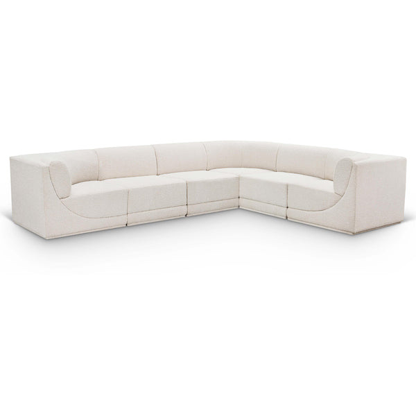Meridian Ollie Cream Boucle Fabric Modular Sectional IMAGE 1