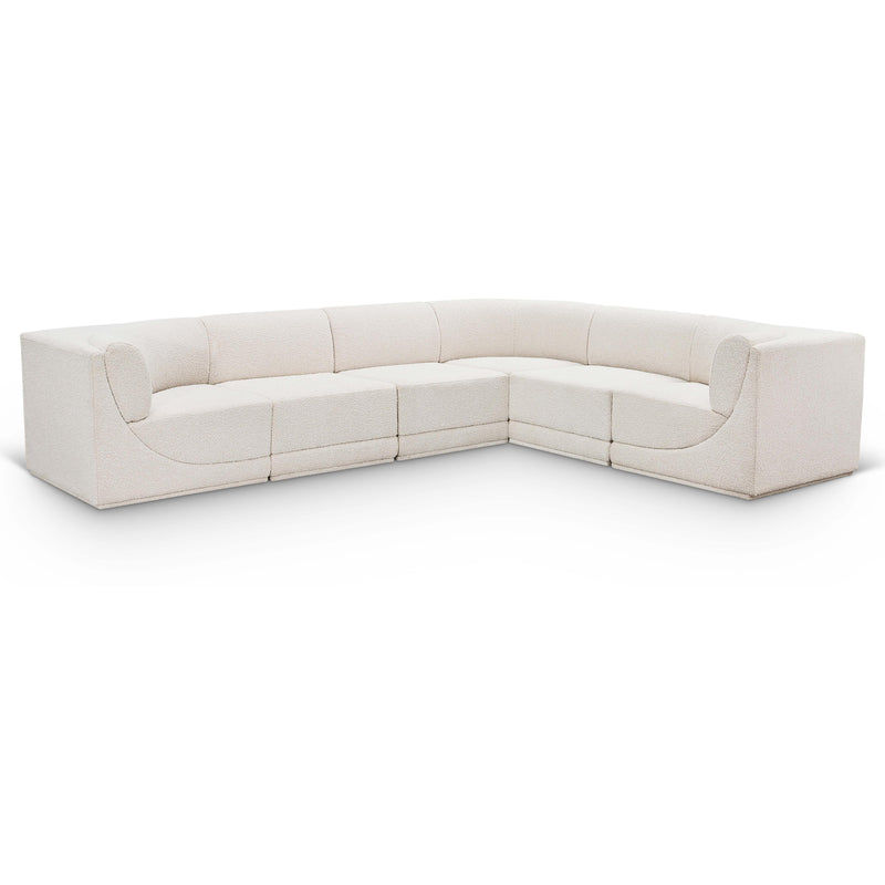 Meridian Ollie Cream Boucle Fabric Modular Sectional IMAGE 1