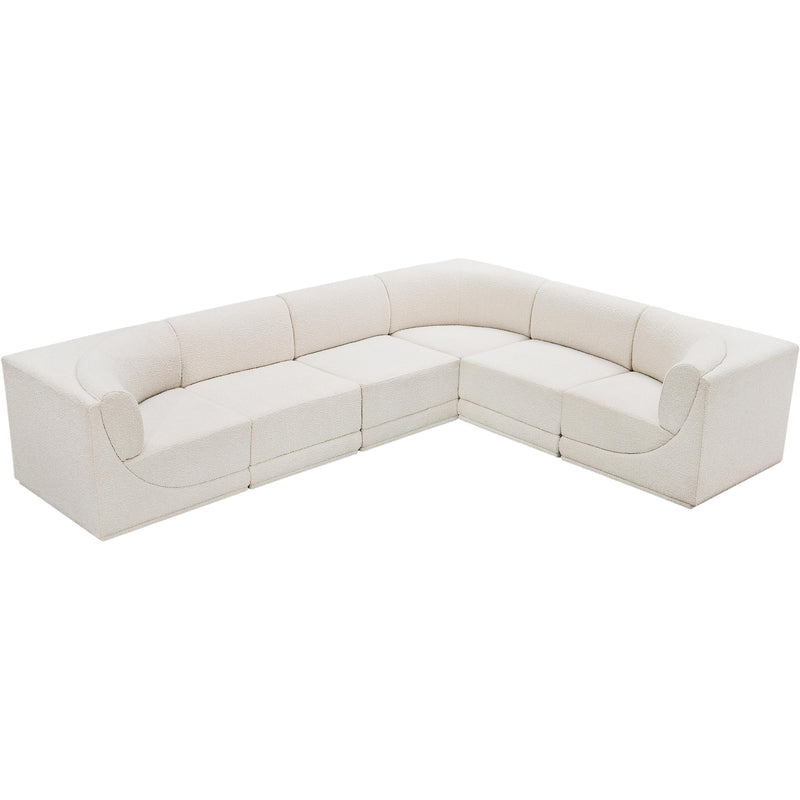 Meridian Ollie Cream Boucle Fabric Modular Sectional IMAGE 5