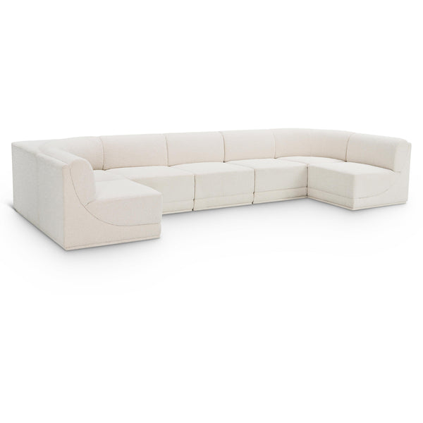 Meridian Ollie Cream Boucle Fabric Modular Sectional IMAGE 1