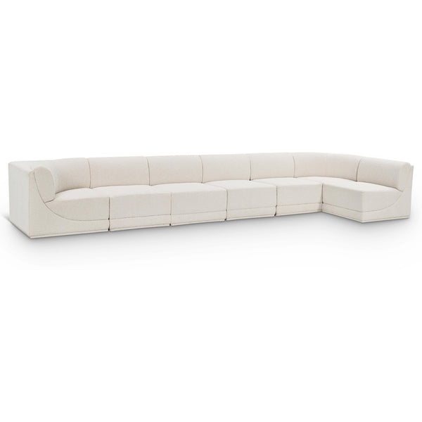 Meridian Ollie Cream Boucle Fabric Modular Sectional IMAGE 1