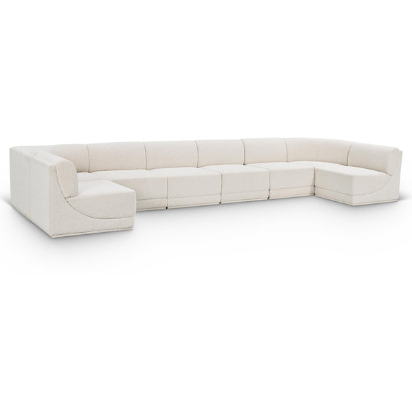 Meridian Ollie Cream Boucle Fabric Modular Sectional IMAGE 1