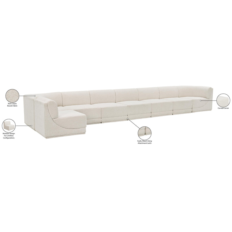 Meridian Ollie Cream Boucle Fabric Modular Sectional IMAGE 15