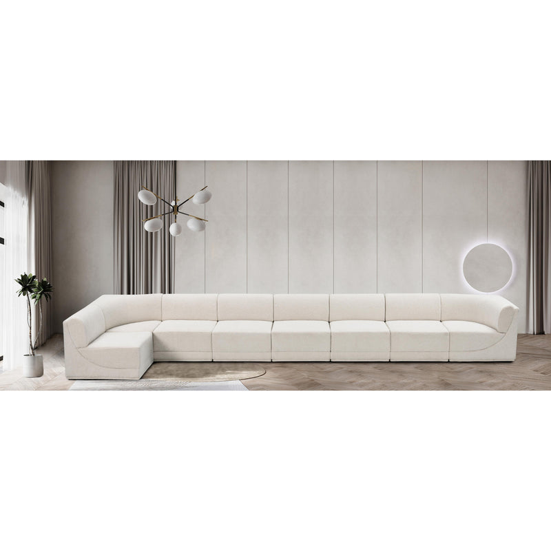 Meridian Ollie Cream Boucle Fabric Modular Sectional IMAGE 2