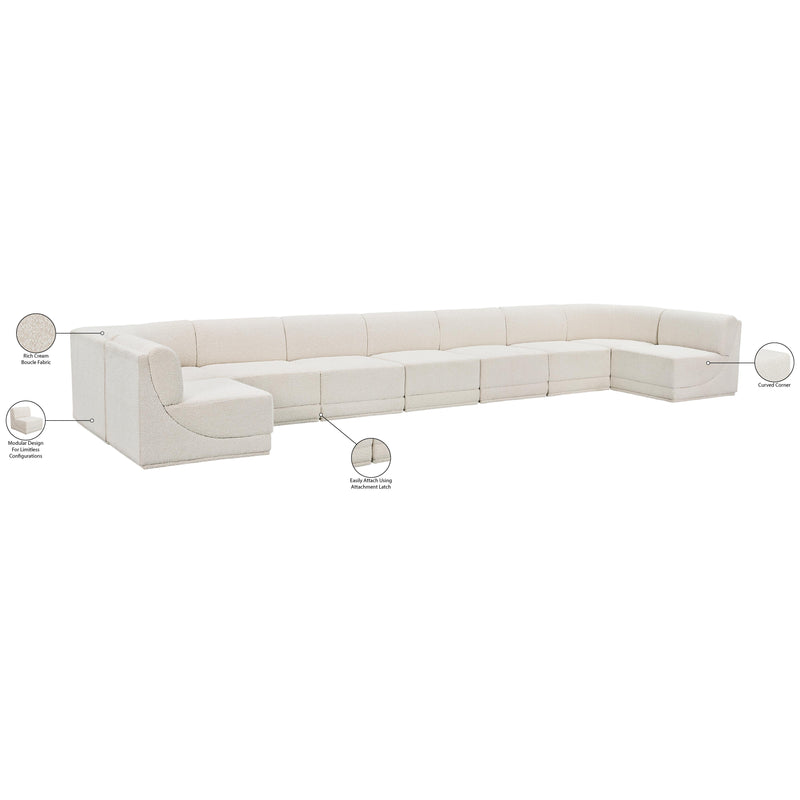 Meridian Ollie Cream Boucle Fabric Modular Sectional IMAGE 13