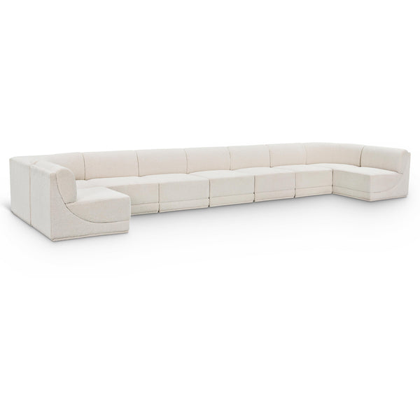 Meridian Ollie Cream Boucle Fabric Modular Sectional IMAGE 1