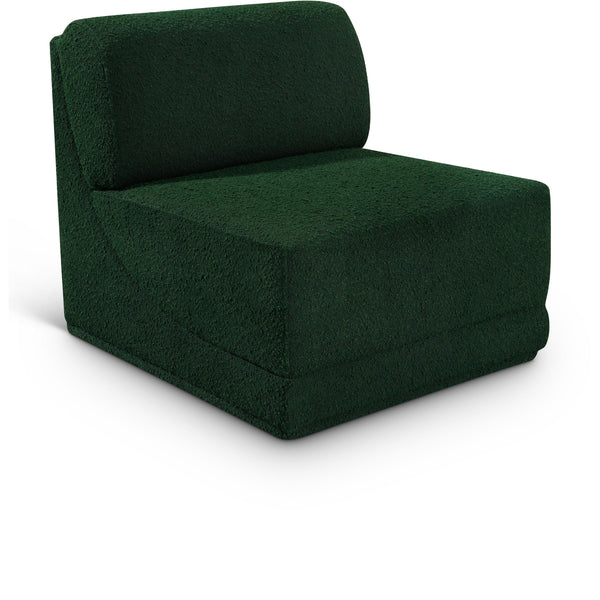 Meridian Ollie Green Boucle Fabric Armless IMAGE 1