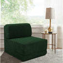 Meridian Ollie Green Boucle Fabric Armless IMAGE 2