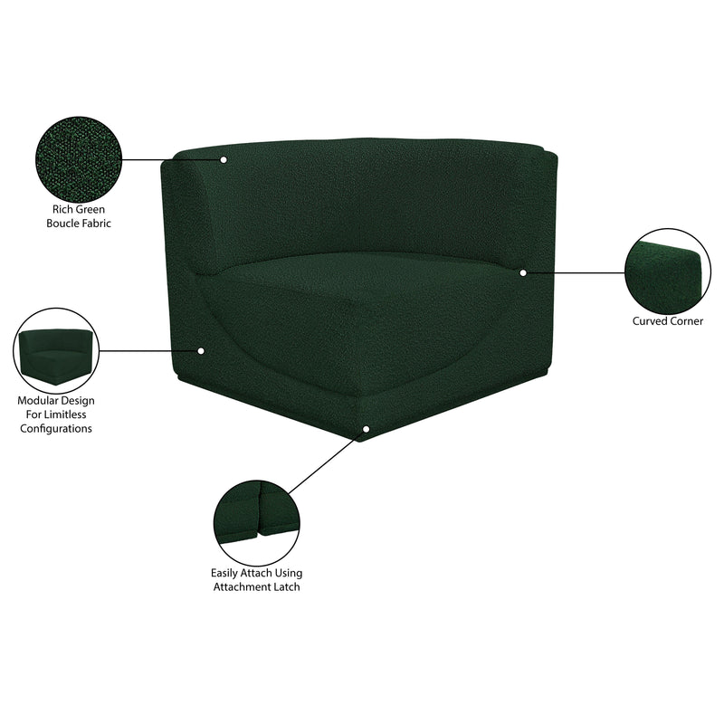 Meridian Ollie Green Boucle Fabric Corner IMAGE 9