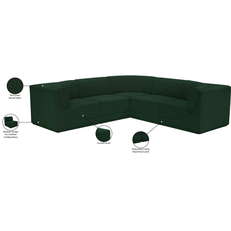 Meridian Ollie Green Boucle Fabric Modular Sectional IMAGE 14