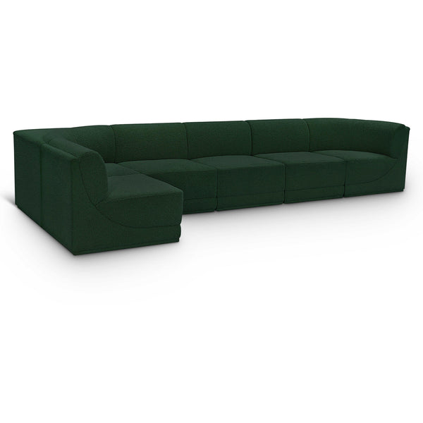 Meridian Ollie Green Boucle Fabric Modular Sectional IMAGE 1