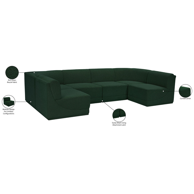 Meridian Ollie Green Boucle Fabric Modular Sectional IMAGE 13