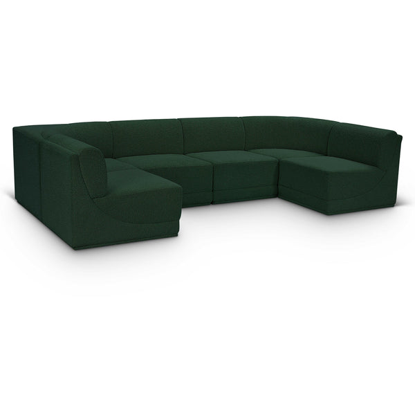 Meridian Ollie Green Boucle Fabric Modular Sectional IMAGE 1